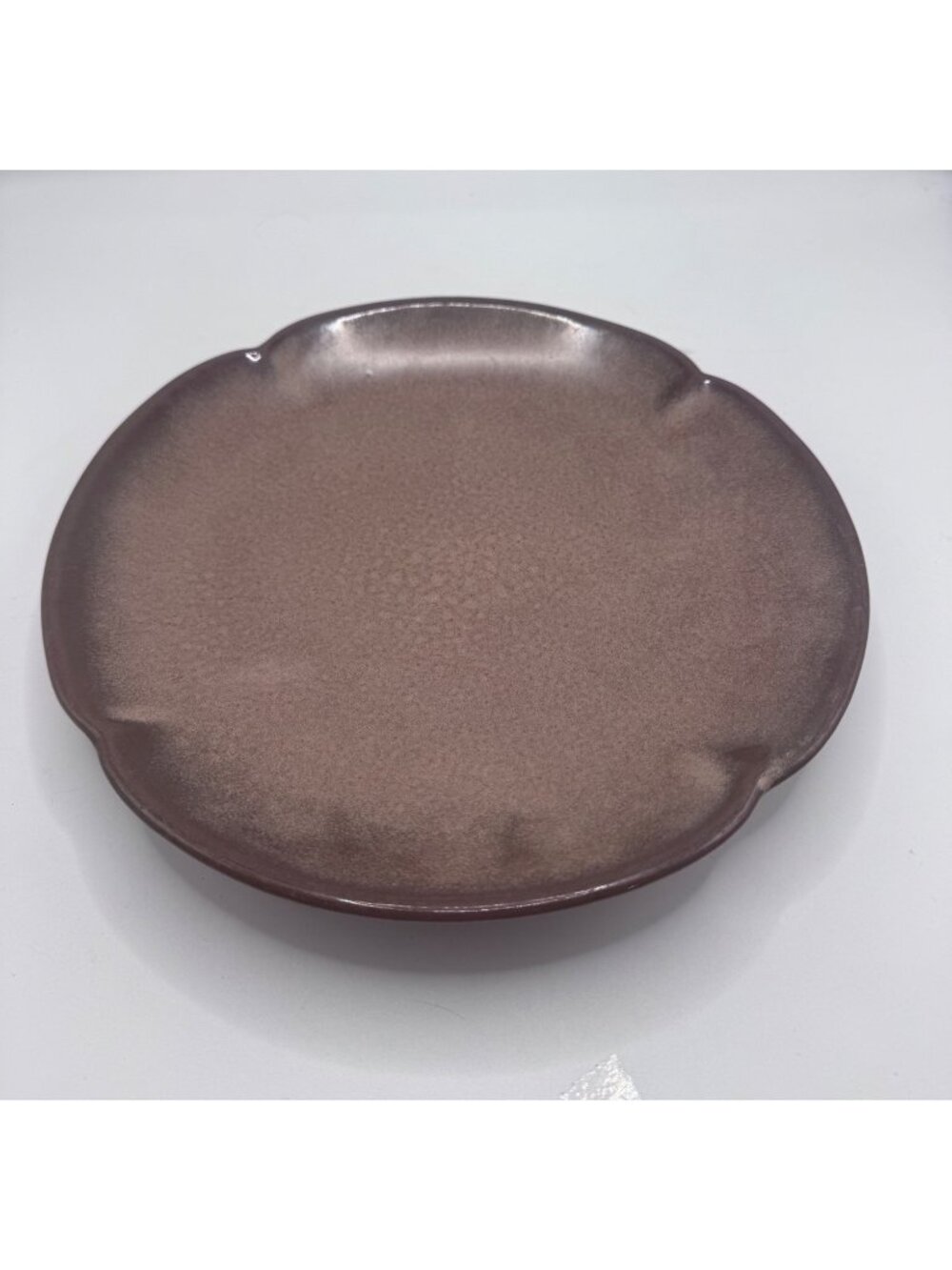 Frankoma Plainsman Vintage 10" Ceramic Plate 5F Scalloped Edge Brown Glaze Potte